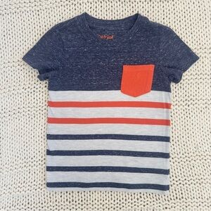 Cat & Jack Toddler Boys' Stripe T-Shirt Navy/Orange 2T